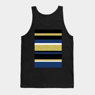 Gold navy blue stripes pattern Tank Top